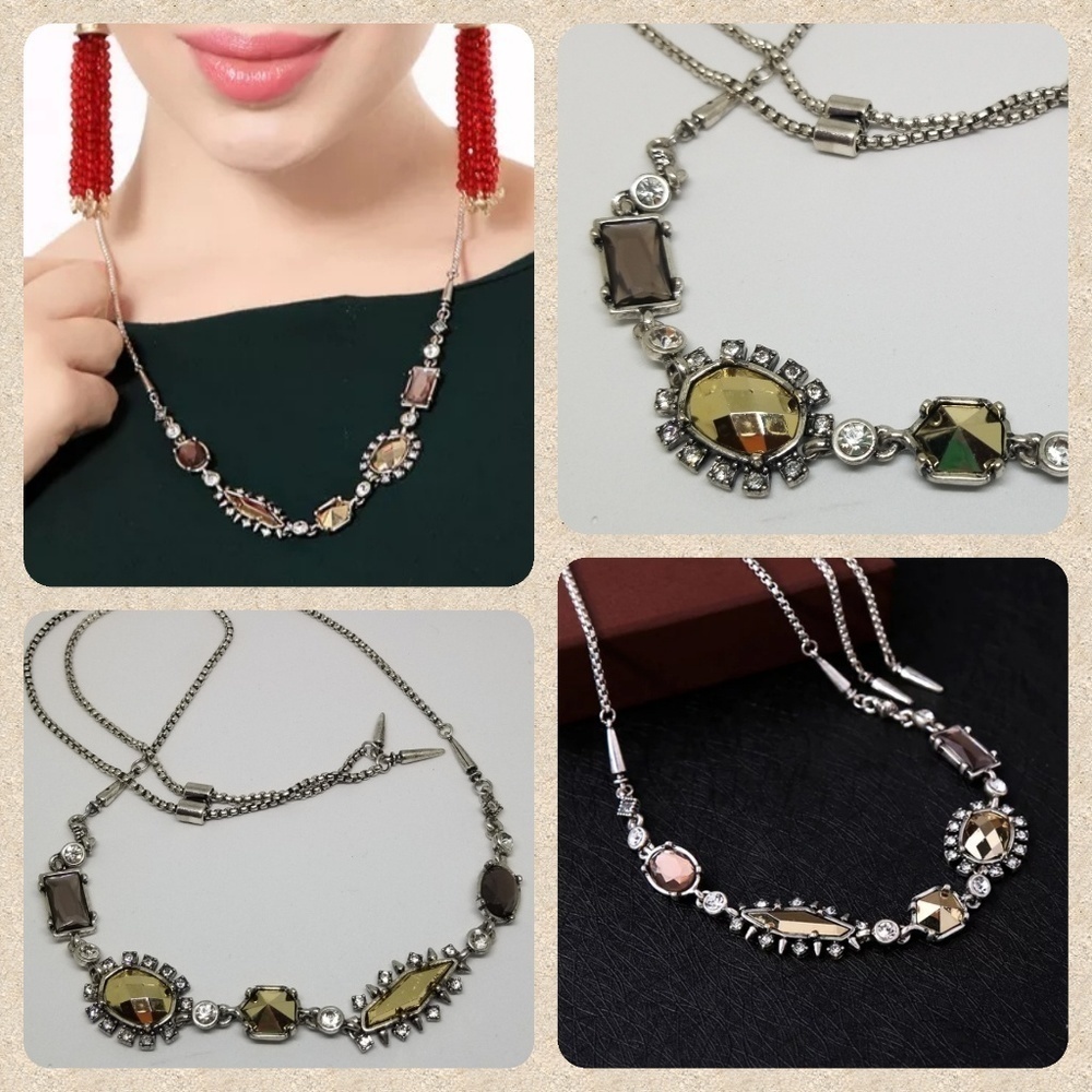 Antiqued Geometric "Gem" Necklace